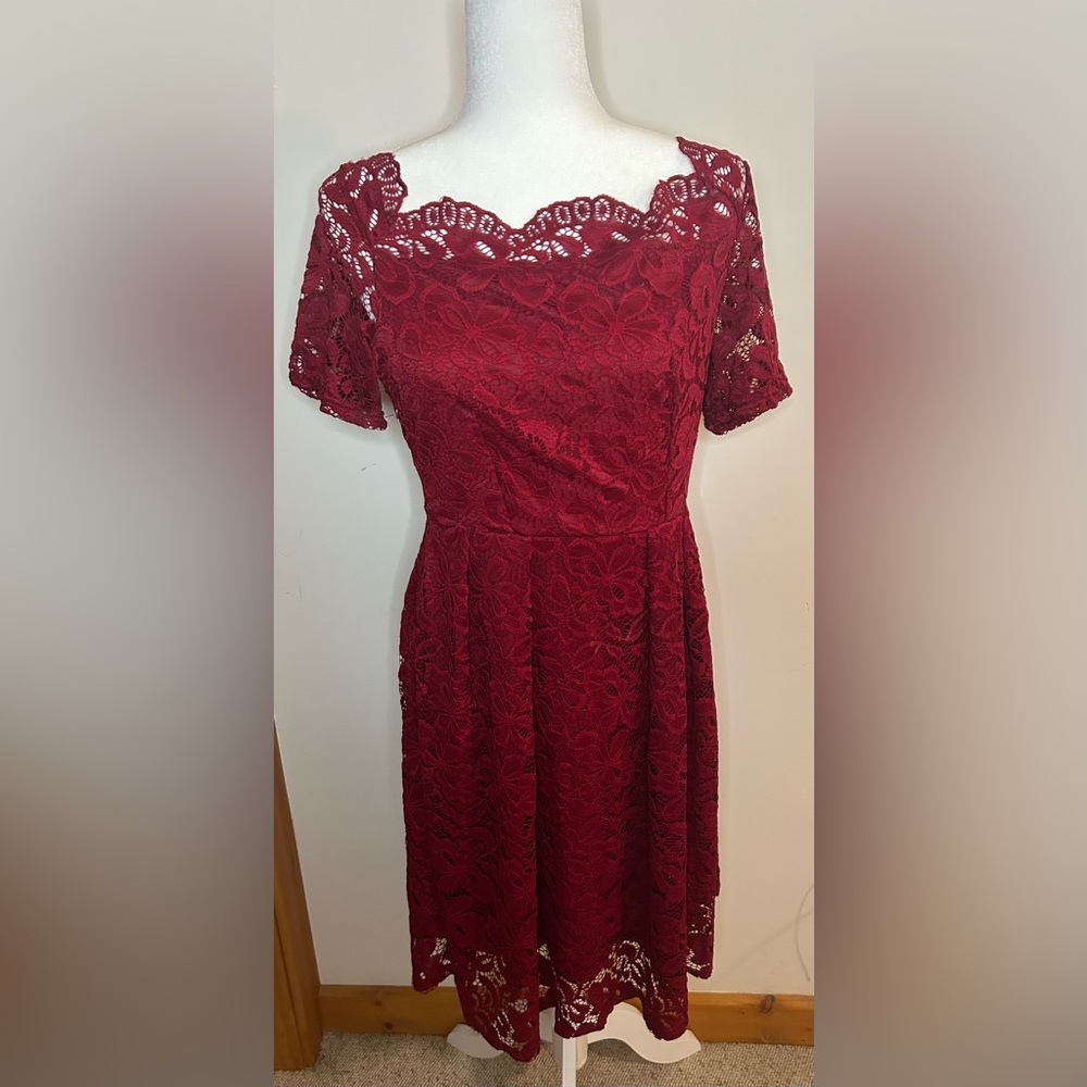 Dark Red Lace Dress